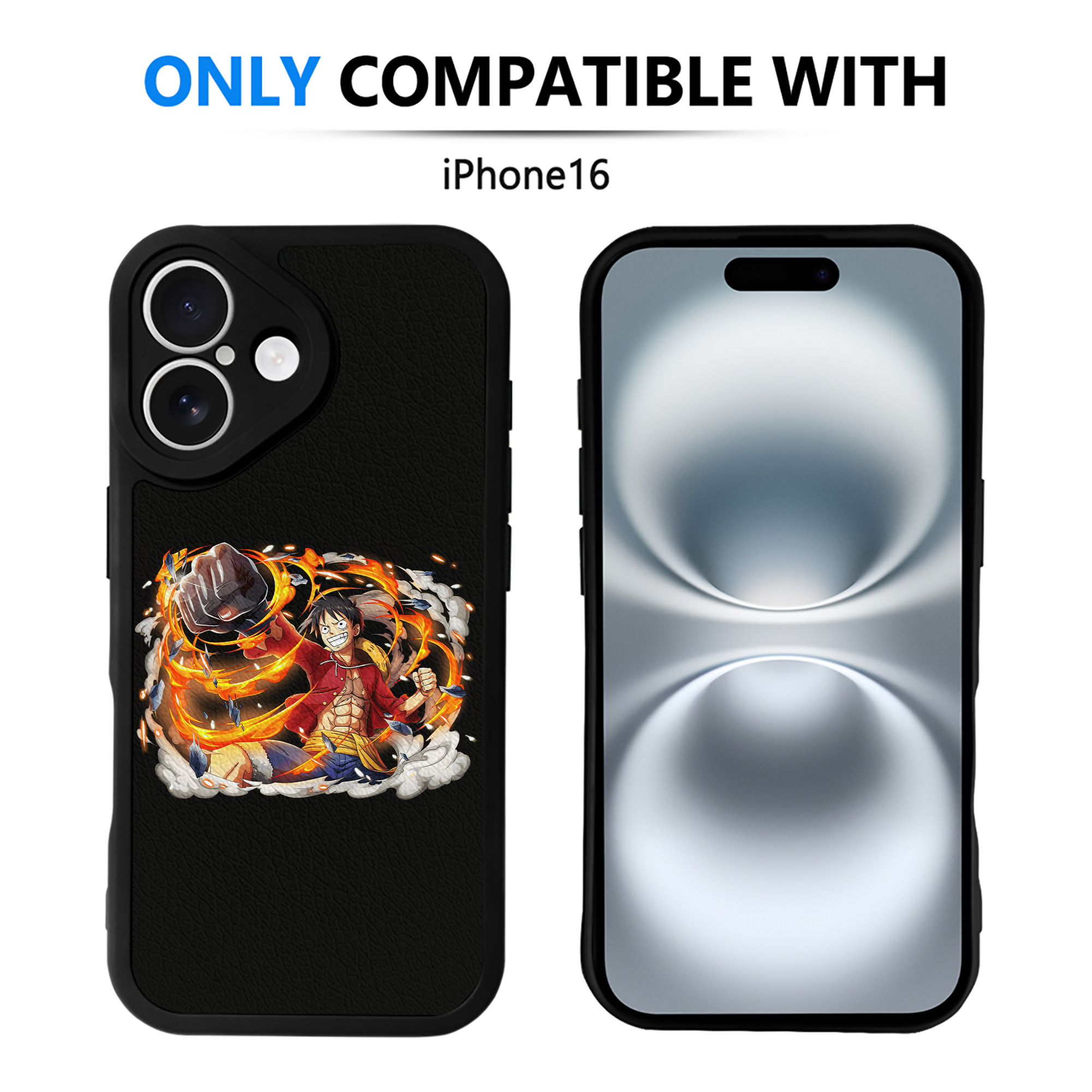 （画像用） ワンピース モンキー・D・ルフィ ONE PIECE Monkey D. Luffy 【iPhone 16シリーズ対応】シリコンスマホケース（レザー調） 材質：シリコン